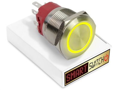 25mm 2NO2NC Stainless Steel ANGEL EYE HALO Latching LED Switch 12V/3A (22mm Hole) - YELLOW