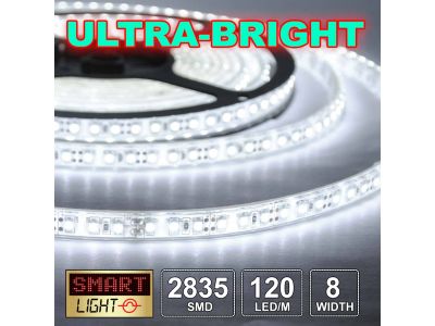 12V/5M WHITE Ultra Bright 600 LED Light Strip Sticky Tape SMD 2835 DC 120LED/M 8mm