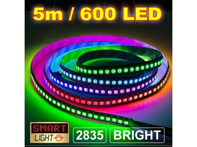 12V/5M Ultra Bright 600 LED Light Strip Sticky Tape SMD 2835 DC 120LED/M 8mm