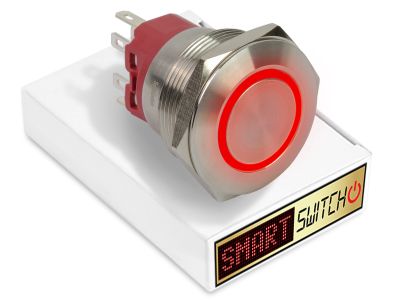 28mm 2NO2NC Stainless Steel ANGEL EYE HALO Momentary LED Switch 12V/3A (25mm Hole) - RED