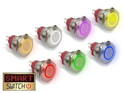 28mm Angel Eye® Halo DPDT / 2NO2NC Stainless Steel Push Button LED Switch (for 25mm Hole)