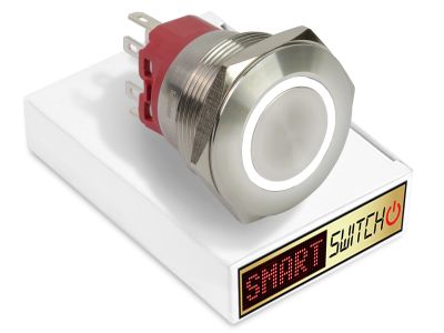 28mm 2NO2NC Stainless Steel ANGEL EYE HALO Latching LED Switch 12V/3A (25mm Hole) - WHITE