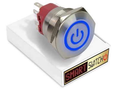 28mm 2NO2NC Stainless Steel ANGEL EYE POWER Momentary LED Switch 12V/3A (25mm Hole) - BLUE
