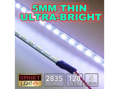5mm Slim/Thin WHITE Ultra Bright 5m/600 LED 12V Light Strip Sticky Tape 120LED/m