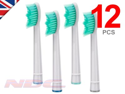 12 x Standard Sonic Toothbrush Heads for Philips Sonicare ProResults HX6012 WHITE