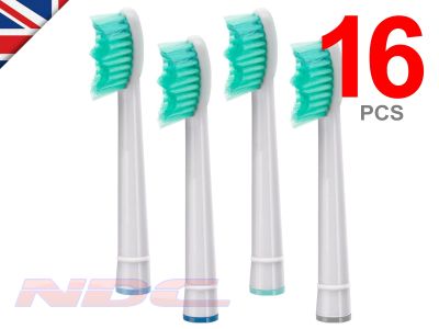 16 x Standard Sonic Toothbrush Heads for Philips Sonicare ProResults HX6013 WHITE