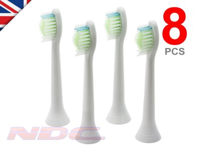 8 x WHITE Toothbrush Heads for Philips Sonicare DiamondClean Standard HX6064 W2