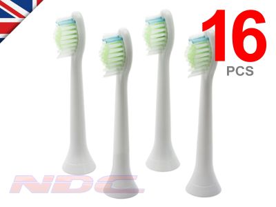 16 x WHITE Toothbrush Heads for Philips Sonicare DiamondClean Standard HX6064 W2