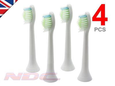 4 x WHITE Toothbrush Heads for Philips Sonicare DiamondClean Standard HX6064 W2