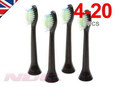 BLACK Toothbrush Heads for Philips Sonicare DiamondClean Standard HX6064 HX6068