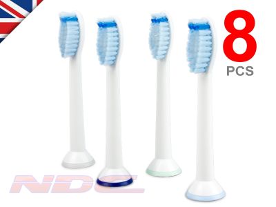 8 x SENSITIVE Toothbrush Heads for Philips Sonicare ProResults HX6054 WHITE