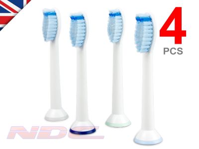 4 x SENSITIVE Toothbrush Heads for Philips Sonicare ProResults HX6054 WHITE