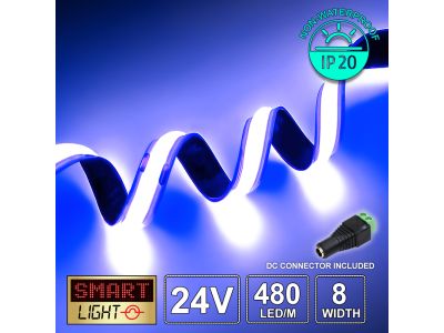 24V/5m BLUE COB LED Strip (480 LED / 10w /1100-1800mcd per meter)