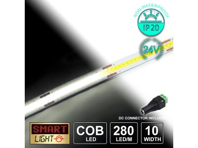 24V/1M COOL WHITE COB Continuous LED Strip Tape IP20/280 LED (Strip Only)