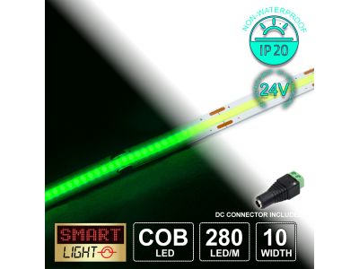 24V/5M GREEN COB Continuous LED Strip Tape IP20/1400 LED (Strip Only)