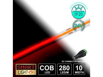 24V/5M RED COB Continuous LED Strip Tape IP20/1400 LED (Strip Only)