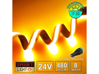 24V/1m ORANGE COB LED Strip (480 LED / 10w /1100-1800mcd per meter)