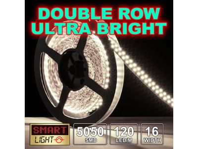 Double-Row Ultra Bright WHITE 12V/5m/600 LED Light Strip Sticky Tape 120LED/M