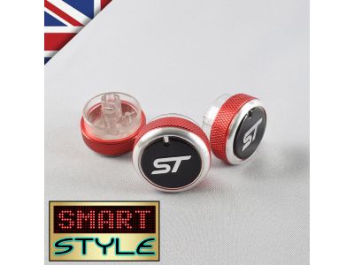 RED (WITH LOGO) Aluminium Air-Con Knob Set for Ford Focus (ST STYLE)