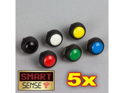 5 x SmartSwitch SPST 12mm Momentary Plastic Buttons