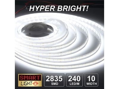 12V/5M WHITE Ultra Bright 1200 LED Light Strip Sticky Tape SMD 2835 DC 240LED/M 10mm