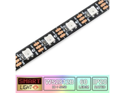 1M/60 LED WS2812B/5050 RGB Addressable LED Strip 5V/IP20/Black PCB (Strip Only)