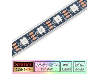 1M/60 LED WS2812B/5050 RGB Addressable LED Strip 5V/IP67/Black PCB (Strip Only)