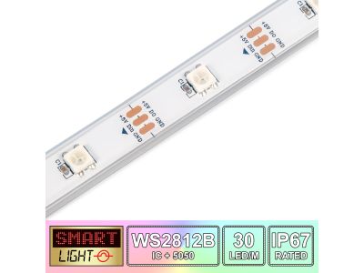 1M/30 LED WS2812B/5050 RGB Addressable LED Strip 5V/IP67/White PCB (Strip Only)