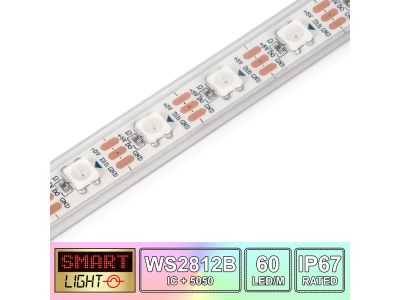 1M/60 LED WS2812B/5050 RGB Addressable LED Strip 5V/IP67/White PCB (Strip Only)