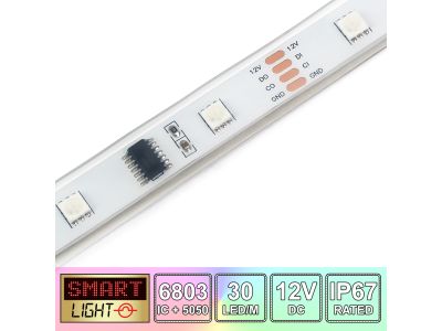 12V/1M 6803/5050 IP67 Sealed Waterproof Strip 30 LED - Programmable RGB LED (Strip Only)