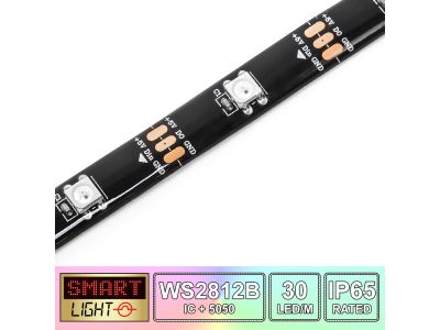 5M/150 LED WS2812B/5050 RGB Addressable LED Strip 5V/IP65/Black PCB (Strip Only)