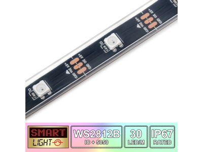5M/150 LED WS2812B/5050 RGB Addressable LED Strip 5V/IP67/Black PCB (Strip Only)