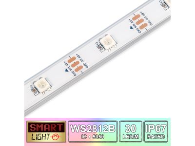 5M/150 LED WS2812B/5050 RGB Addressable LED Strip 5V/IP67/White PCB (Strip Only)