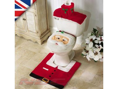 Santa 3 PC Toilet Seat Cover Rug Set