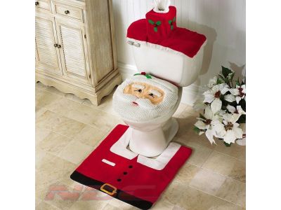  Santa 3 PC Toilet Seat Cover Rug Set