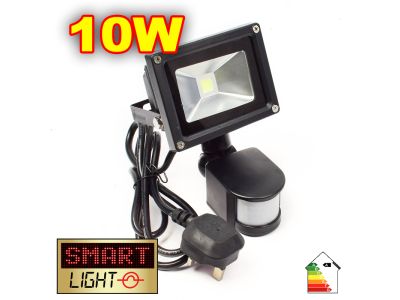 L859 -- SmartLight Cool White LED Flood Light with PIR UK PLUG - 10W