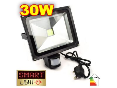 L859 -- SmartLight Cool White LED Flood Light with PIR UK PLUG - 30W