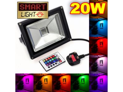 L874 -- SmartLight RGB LED Flood Light with Remote UK PLUG - 20W