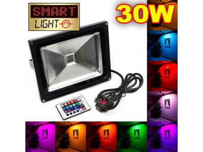 L874 -- SmartLight RGB LED Flood Light with Remote UK PLUG - 30W