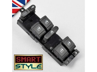 SmartStyle Black Window Switch for SEAT (Replace: 1J4 959 857 D)