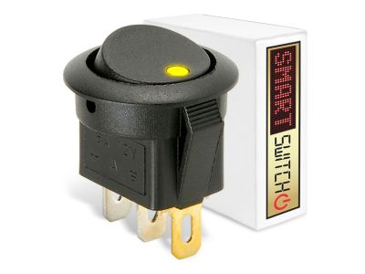 50 x SmartSwitch SPST 20mm 12V/16A Illuminated Round Rocker Switch - AMBER LED