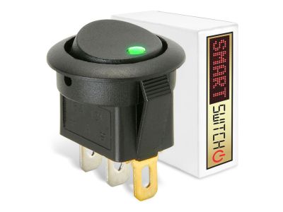 50 x SmartSwitch SPST 20mm 12V/16A Illuminated Round Rocker Switch - GREEN LED
