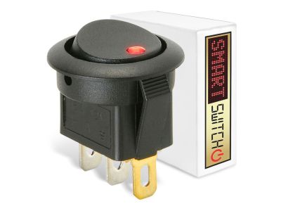 50 x SmartSwitch SPST 20mm 12V/16A Illuminated Round Rocker Switch - RED LED