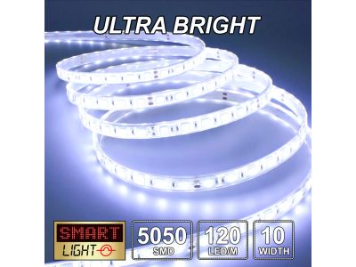 12V/5M WHITE Ultra Bright 600 LED Light Strip Sticky Tape SMD 5050 DC 120LED/M 10mm