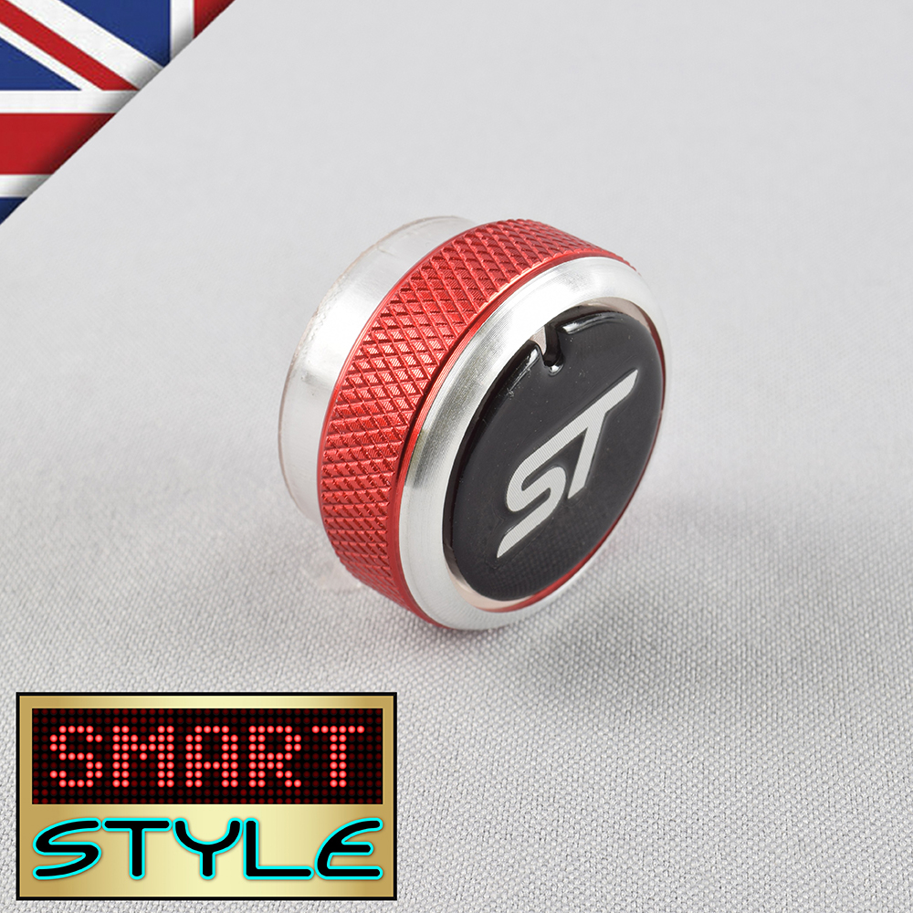SmartStyle SILVER Aluminium Heater Knobs Buttons for Ford Focus//C S-Max//ST LOGO