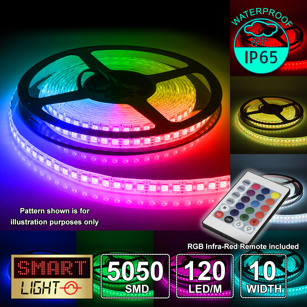 RGB LED 5M-10M Strip Light Tape XMAS Cabinet Kitchen Ceiling WATERPROOF 5050 12V - Picture 7 of 39