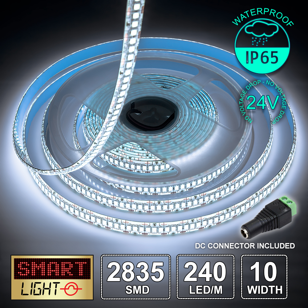 Bande LED 5m 24V SMD2835 1200 LEDs Blanc Neutre 4500K - Ruban Flexible Pour éclairage D'intérieur