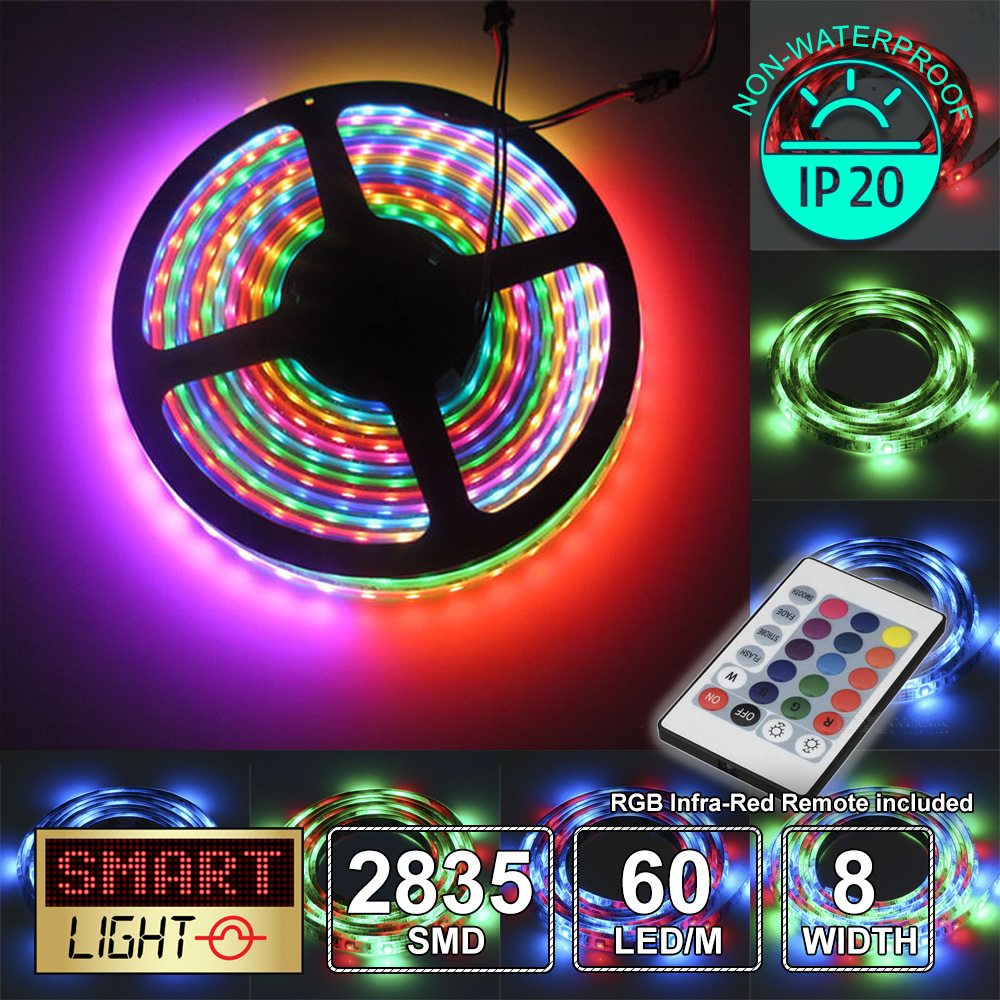 5M 300 LED RGB+Remote Control Light Strip Tape XMAS Kitchen Cabinet Ceiling 12V - Picture 7 of 57