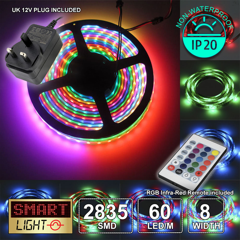 5M 300 LED RGB+Remote Control Light Strip Tape XMAS Kitchen Cabinet Ceiling 12V - Picture 8 of 57