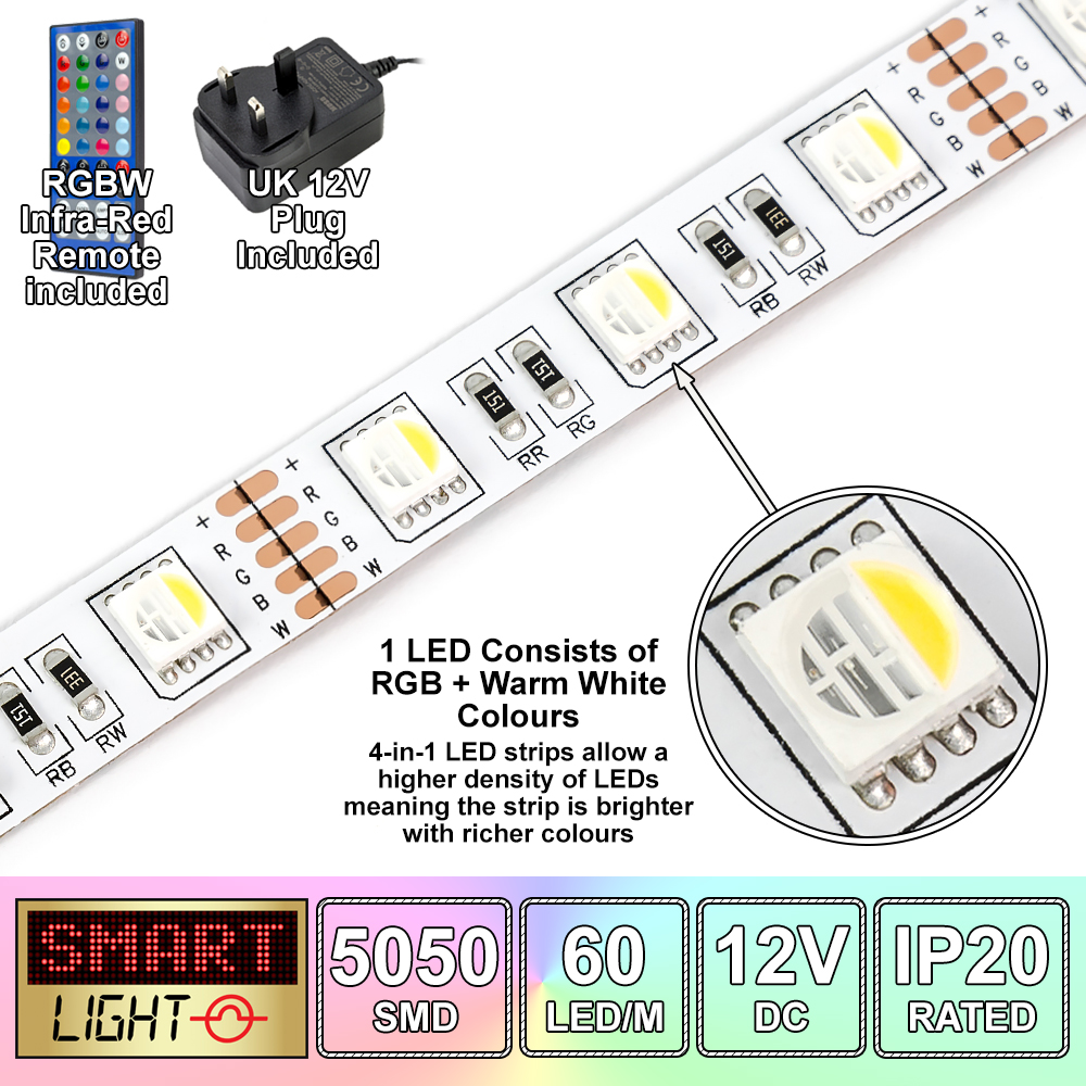 12V RGBW/RGBWW 4-in-1 LED Streifen Licht/Band Küche/Schrank/Weihnachten *1-10m*5050*... - Bild 9 von 12